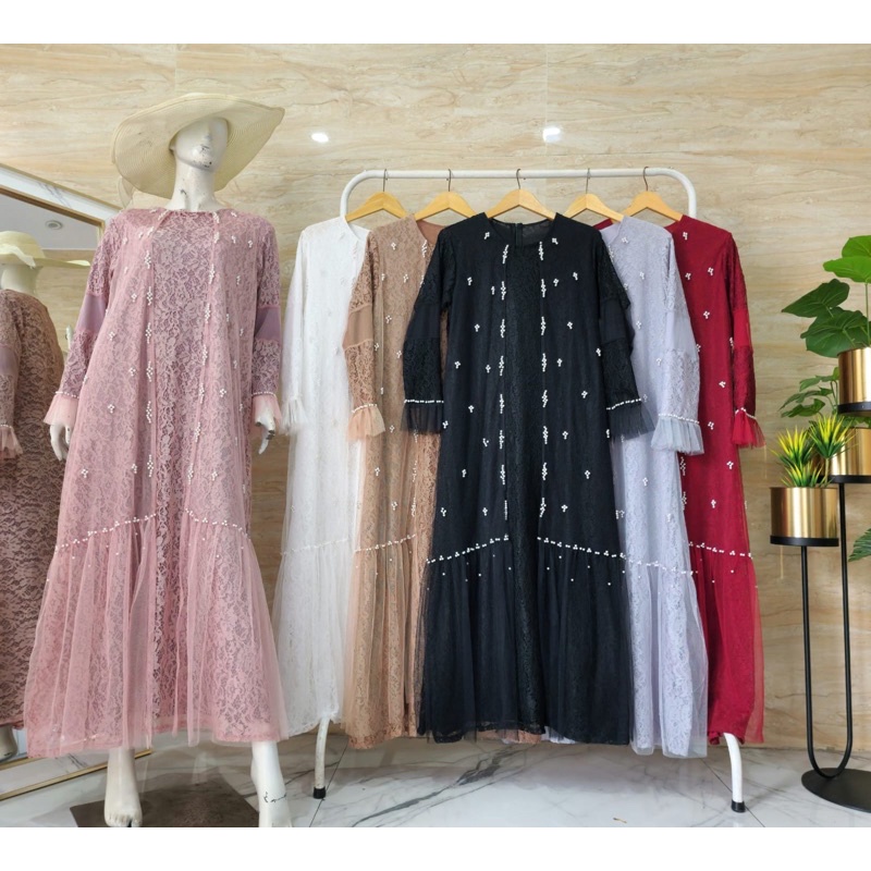 LUNA DRESS | Dress kondangan brukat muslim hijab