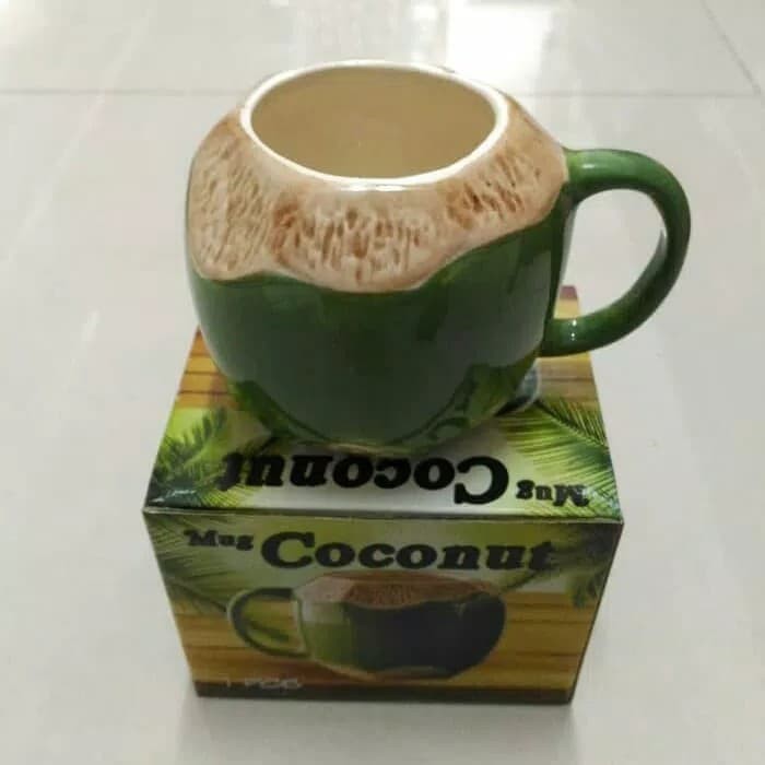 MUG kelapa / coconut mug / gelas kelapa bahan keramik