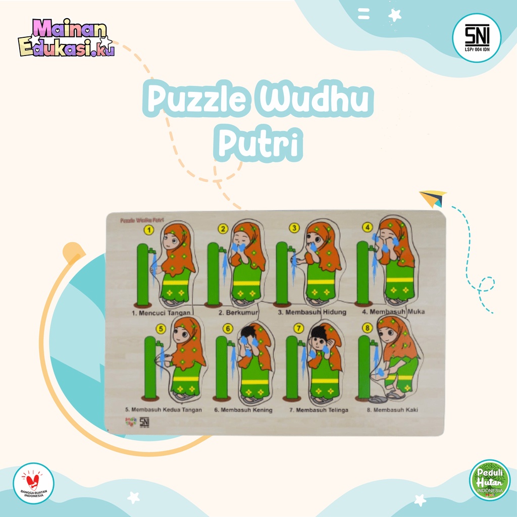 Mainan Edukasi / Puzzle Wudhu Putri / Agdia Toys / 30x20 cm / isi 8 potong keping