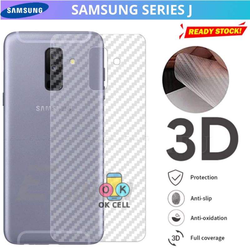 Skin Carbon Samsung J3 J5 J7 Pro J6 J6 Plus Garskin Carbon 3D Fiber Anti Gores Karbon Premium