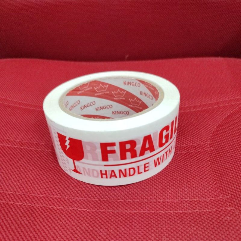 Isolasi Fragile 100 Yard / Lakban Fragile Jangan Dibanting Merah Putih
