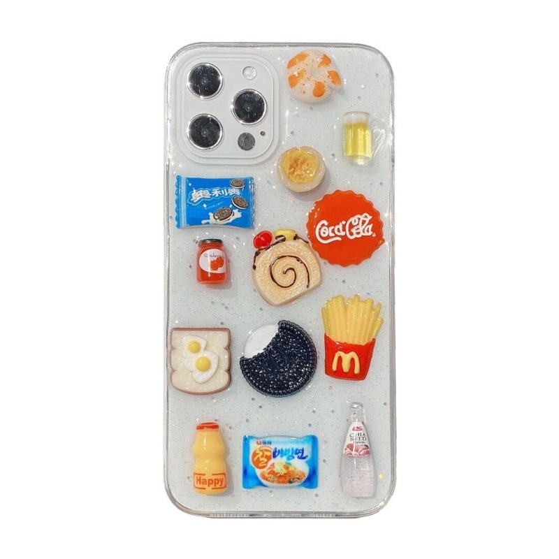 Casing iPhone 13 12 11 Pro MAX Mini X XS MAX XR SE 2022 2020 7 8 Plus Motif Makanan Ringan