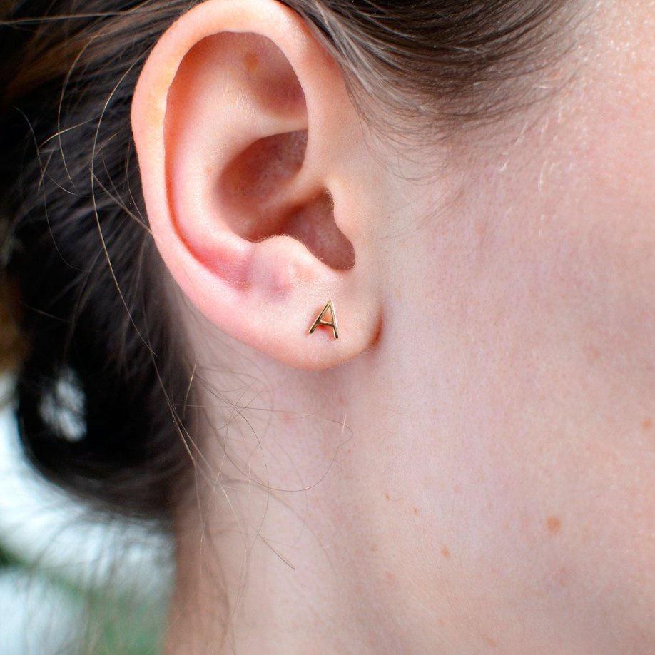 Recomended.. Anting Tusuk Emas Huruf / Inisial / Abjad / Alfabet 8K - SDW Gold -