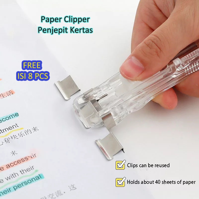 Bona Paper Clipper Portable Penjepit Kertas Dokumen Pengganti stapler