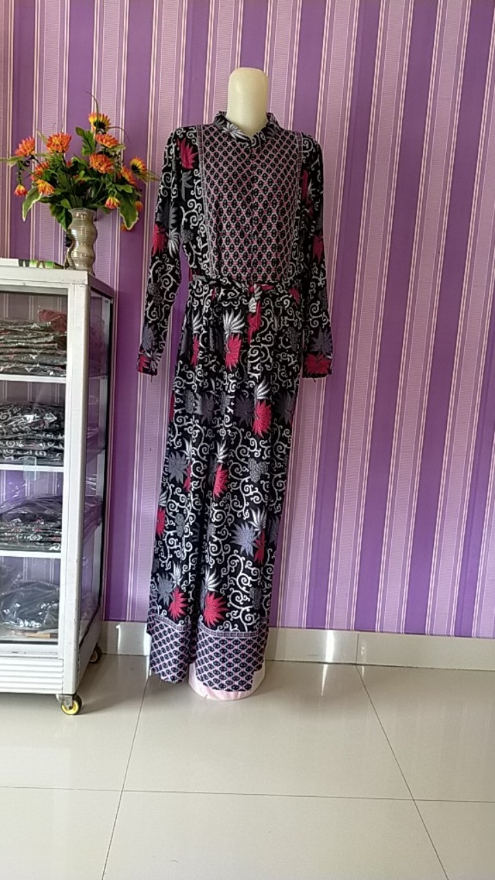 Batik Couple Keluarga Sania Ruffle Ori Ndoro Jowi Dnt Motif Kembang Langit