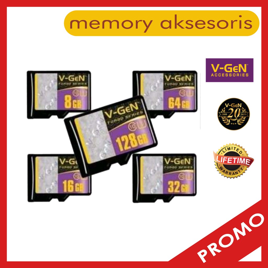 Micro SD 8GB, 16GB, 32GB, 64GB, 128GB V-GeN Turbo Class 10 Memory Card Vgen