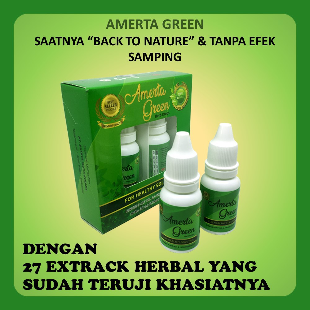Obat Herbal Amerta Green 2x15ml Jamu Tetes Sakit Kepala Sebelah Migrain Vertigo Ampuh 100% original