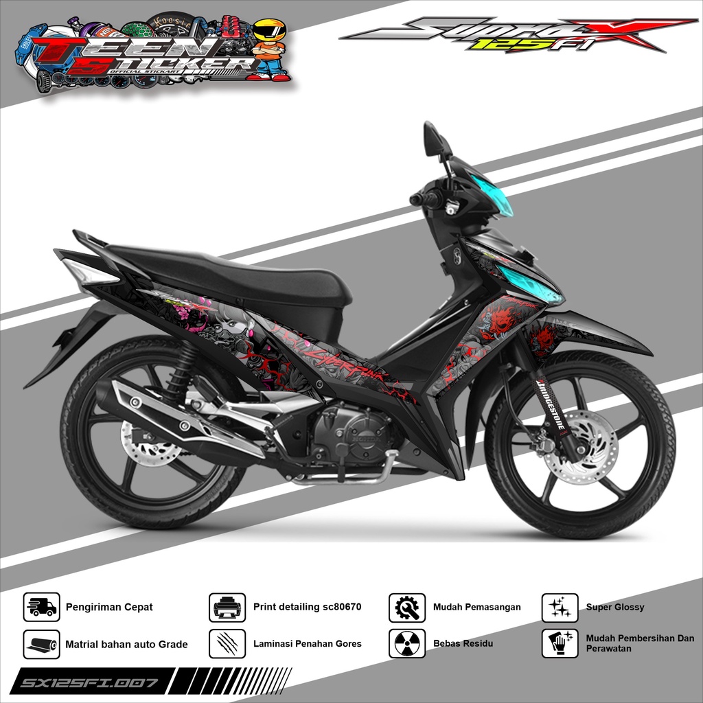 Striping SUPRA X 125 FI- Striping  Variasi  Hologram Chrome Vynil UV Transparant HONDA SUPRA X 125 F