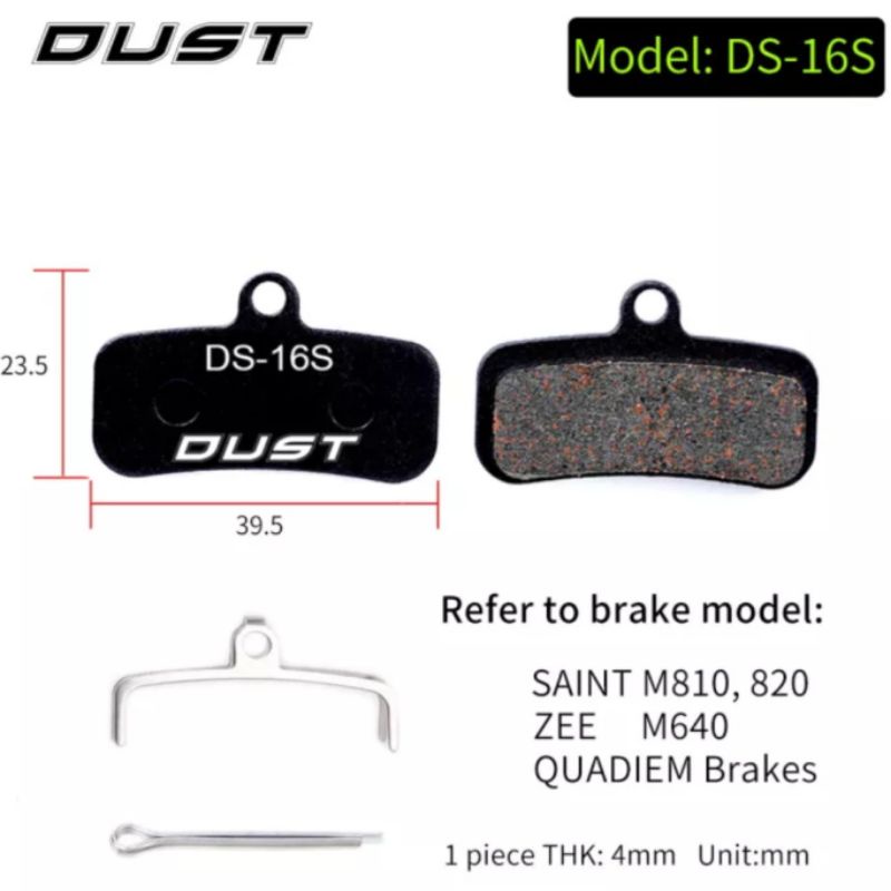 Dust DS-16S Kampas Rem For Shimano Deore SLX XT XTR Saint ZEE 4 Piston Brake Pad 4 Piston Shimano