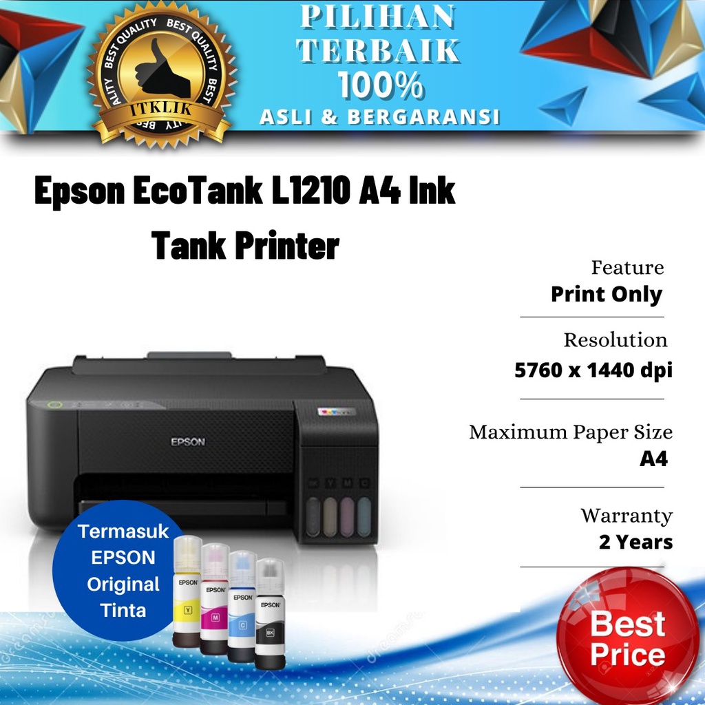 Jual Epson Printer L1210 Pengganti L1110 Print Only Inktank A4 Indonesiashopee Indonesia 0891