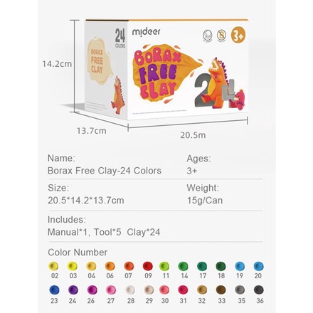 TweedyToys - Mideer Borax Free Clay / 24 Colors Mainan Edukasi Anak