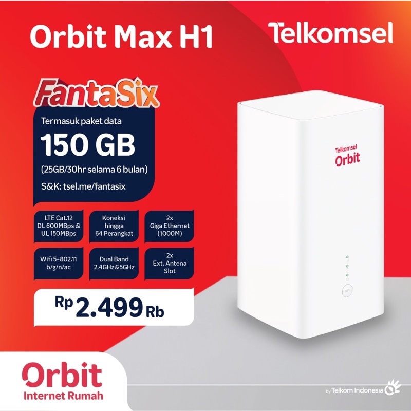 Jual Modem B628 Orbit Max H1 Telkomsel Router Modem Wifi 4G Free 150gb