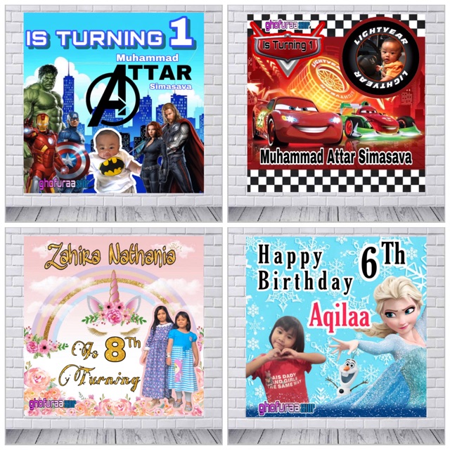 Spanduk Ulang tahun custom - dekorasi banner backdrop ulang tahun - cetak print spanduk