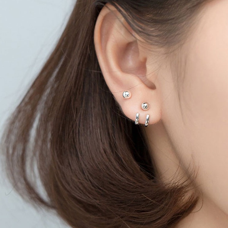 Anting Kait Model double thread Bahan silver needle Dapat Dilepas