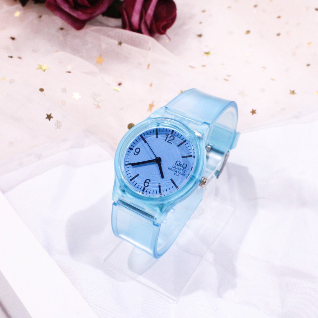 FYGALERY J142 Jam Tangan Transparan Wanita Jam Jelly Unisex Bahan Karet-Biru Muda