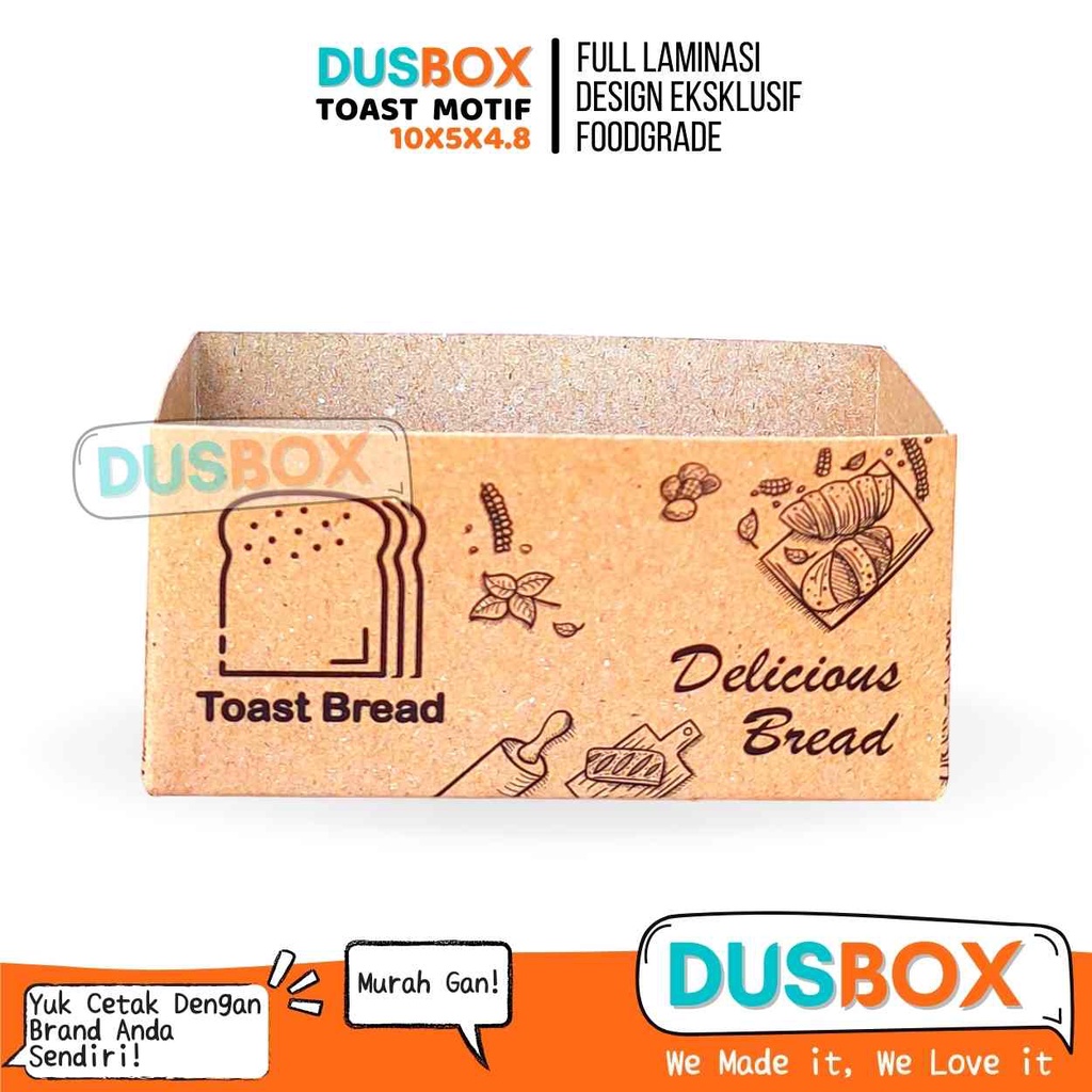 Toast Tray Motif / Toast Tray Box Roti Toast / Dus Toast Box / Dus Roti Bakar / Kardus Toast / Kemas