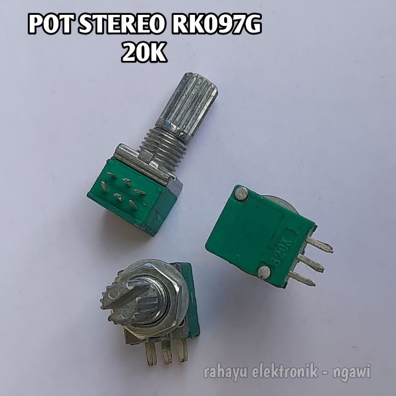 Potensio stereo hijau RK097G 6 PIN potensiometer