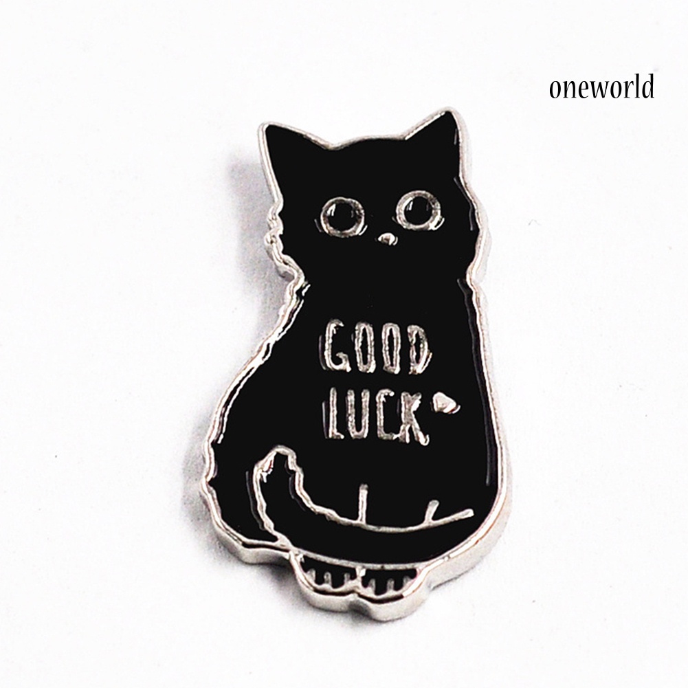 OW@ Good Luck Cartoon Cat Shape Brooch Pin Sweater Shirt Jacket Collar Breastpin