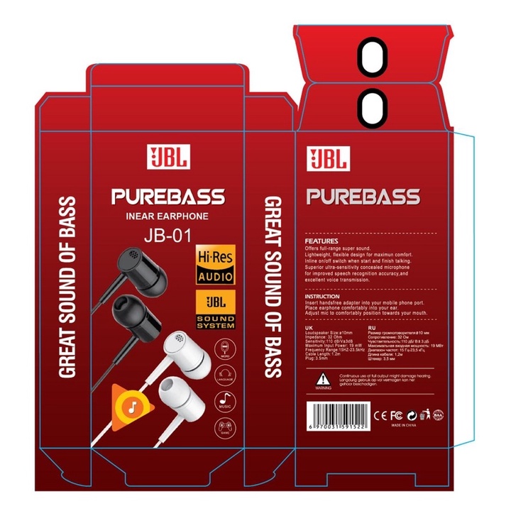 PROMO HANDSFREE PH-01 EARPHONE JB-10 J THE REAL PUREBASS FOR GAMING POWER SOUND ULTRA MUSIC