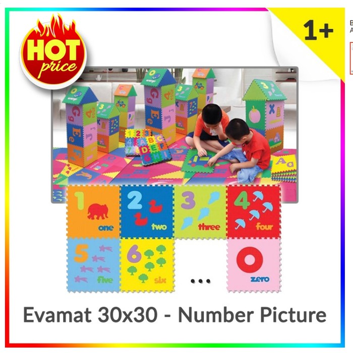 Puzzle Evamat - Matras Puzzle - Puzzle Lantai Karpet Bermain Matras Puzzle Evamat Angka Gambar Kado