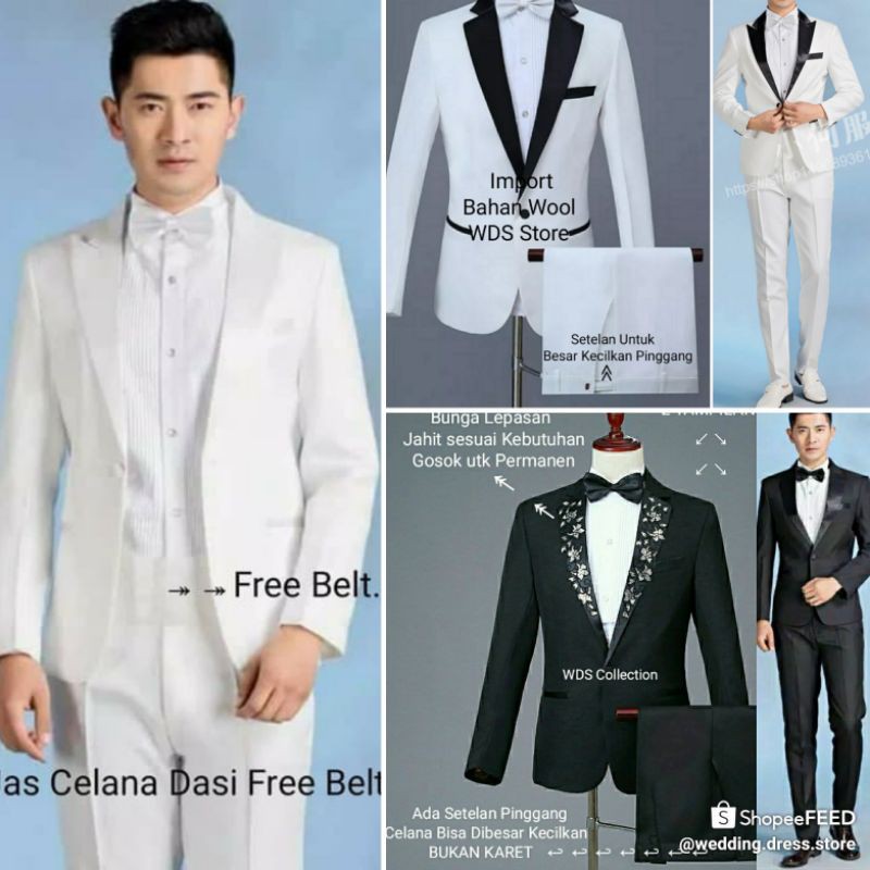 JSHP 01 Jas Setelan Pengantin Pria Hitam Putih Import jasformal jaspengantin jaspria setelanjas