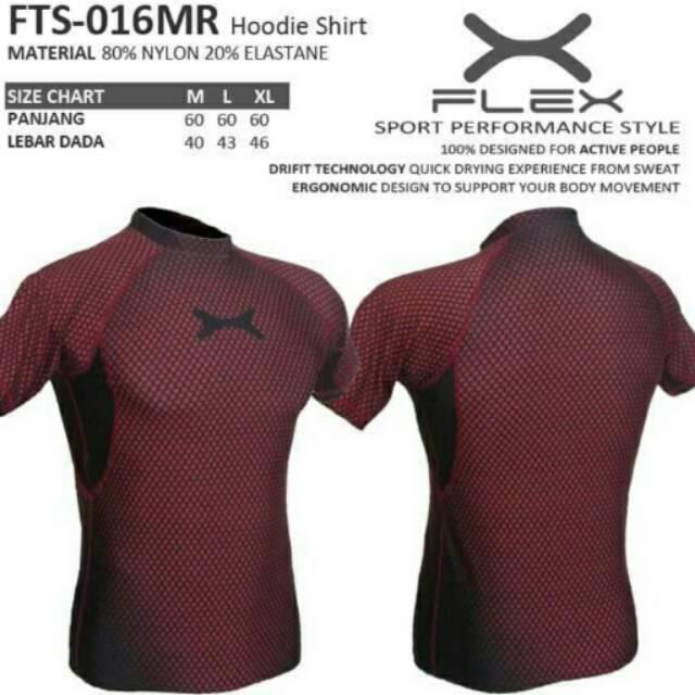 Kaos sport fitness bodyfit Flex merah