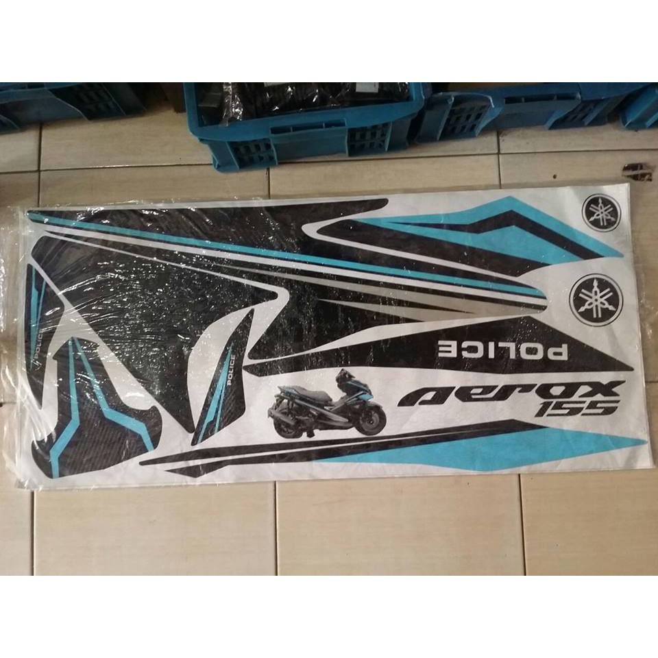 STIKER AEROX POLICE HITAM BIRU DONGKER