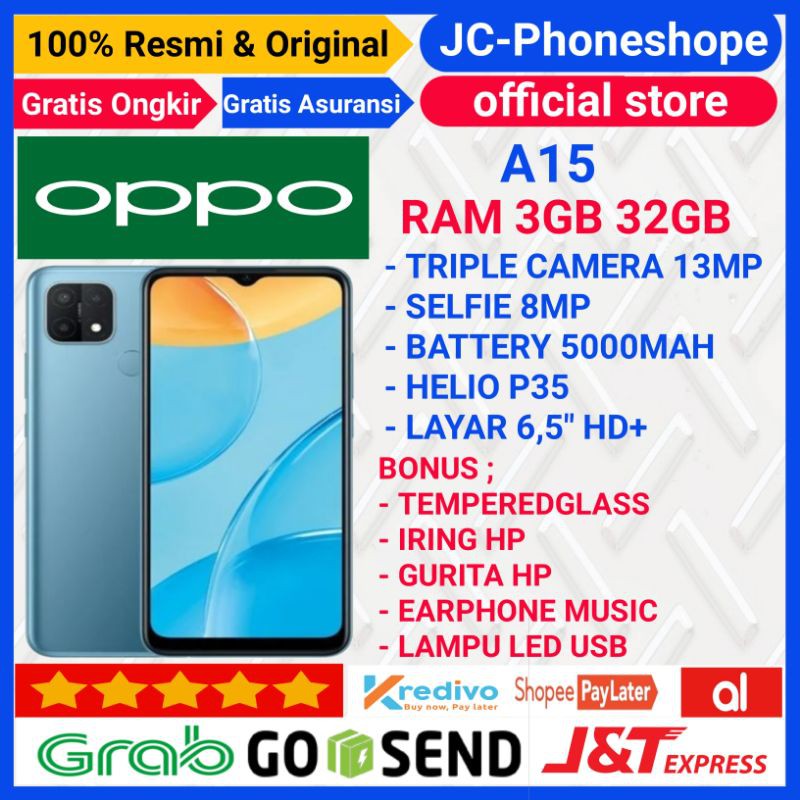 OPPO A15 RAM 3GB 32GB &amp; A15S RAM 4GB 64GB GARANSI RESMI - BONUS