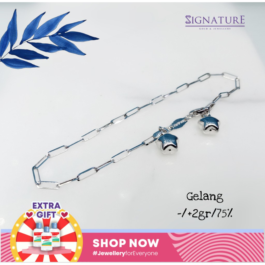 GELANG EMAS PUTIH KADAR 750 MODEL PAPER CLIP.#402