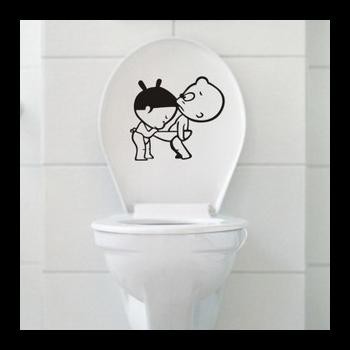 Stiker Dinding / Kloset Duduk Motif Bayi Perempuan Mengintip