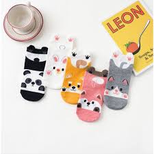 Ezpata Kaos Kaki Wanita Remaja Import Ala Korea Lucu Karakter Motif Hewan Random Terbaru Kekinian