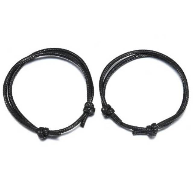 Gelang tali korea unisex gelang pria wanita warna hitam 2mm minimal order 2pcs gelang murah