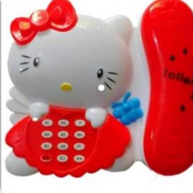 MAINAN ANAK PEREMPUAN HP TELEPHONE MUSIC HELLO KITTY KANTONG TERMURAH