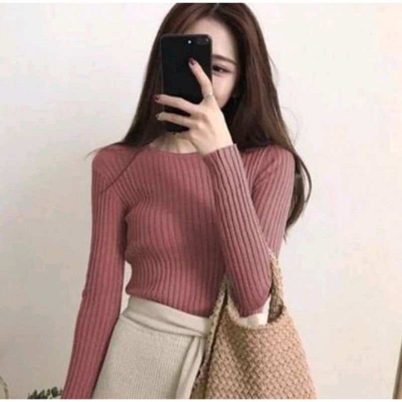 INNER RAJUT AGATA//BAJU WANITA LENGAN PANJANG NGEPRES BODY GAYA KOREAN STYLE//UNTUK BB 35-60 KG