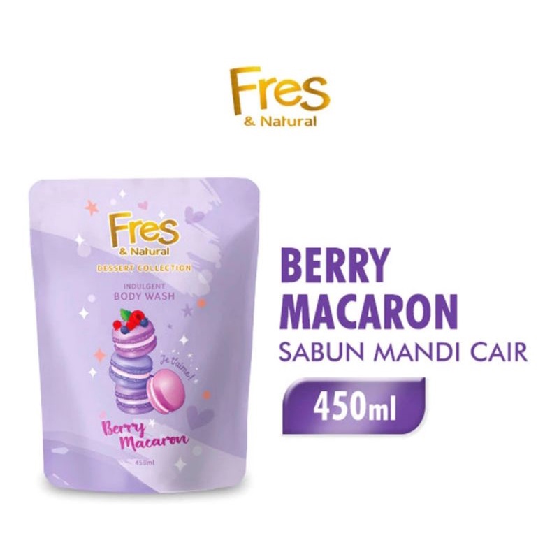 FRES&NATURAL Sabun Mandi Cair Berry Macaroon Pouch 450ml