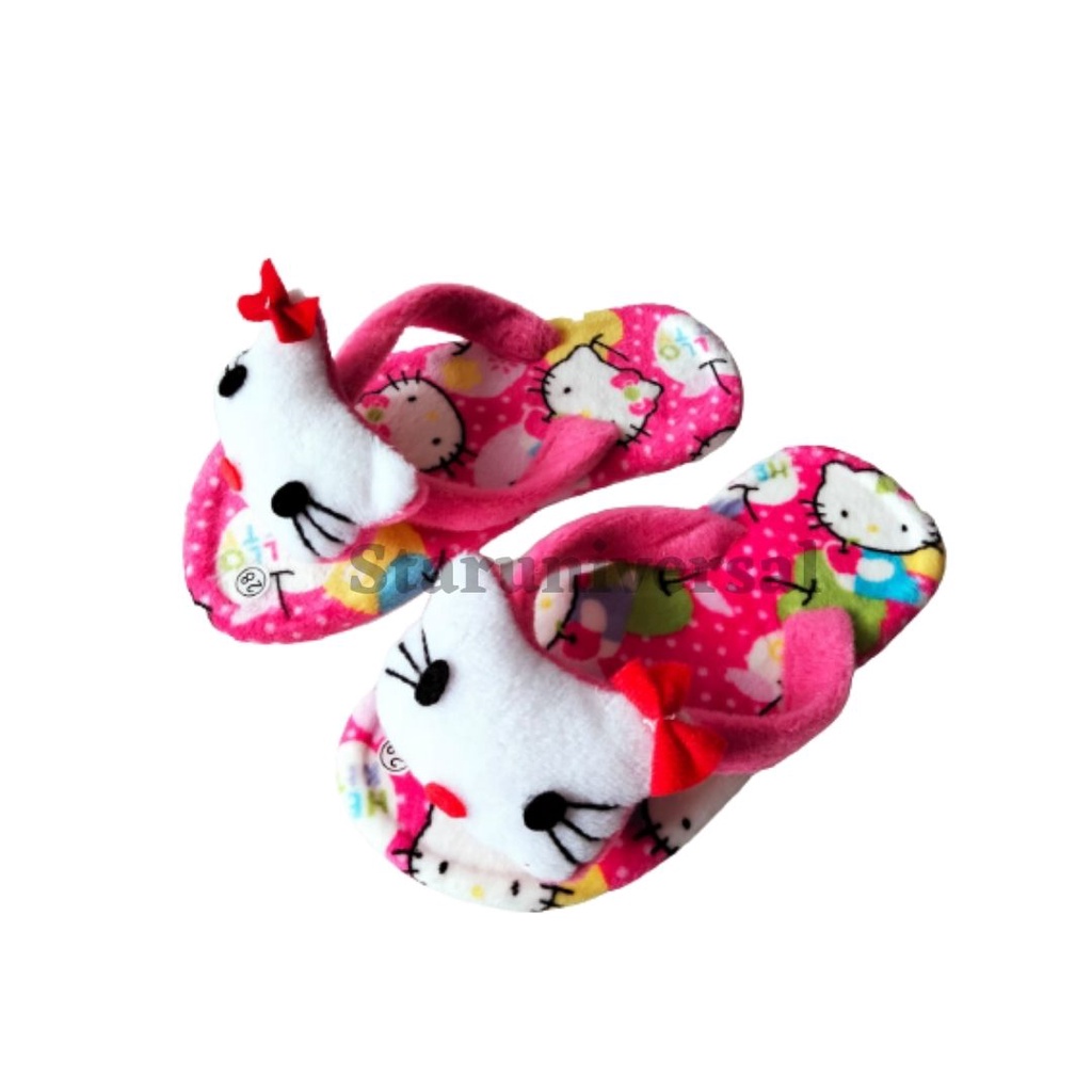 Sandal Anak Perempuan / Sandal Jepit Anak Bulu Velboa Boneka Hellokitty 31-35