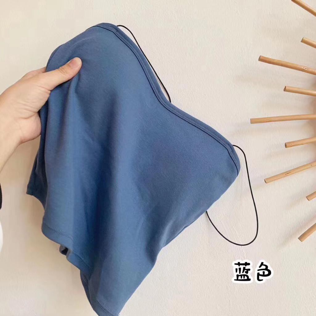 Feminin Tanktop Bra dengan Cup BH Singlet Atasan Wanita Import Murah-Biru