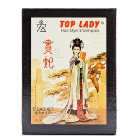 TOP LADY HAIR DYE SHAMPOO  SEMIR CAT RAMBUT HITAM 3GR