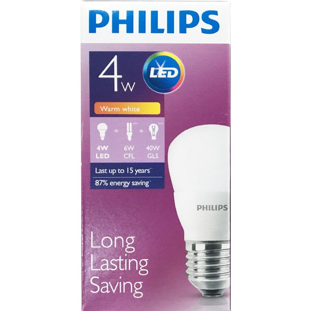 Bola Lampu PHILIPS LED Bulb 4watt kuning 3000K | lampu led philips | philips hemat energi