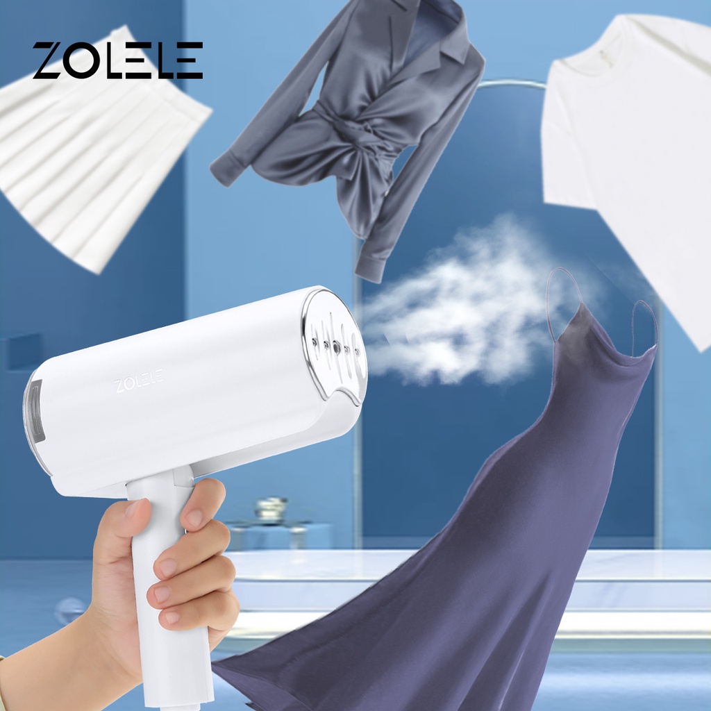 ZOLELE Setrika Uap Laundry Steam Iron Portable Steam Listrik Handheld Garment Selang Setrika Uap Foldable Elektrik Mini Datar Pakaian Generator Low Watt Genggam Setrika Baju Rumah Dry Ironer Panas Tangga Travel Tungau Penghapusan ZG100