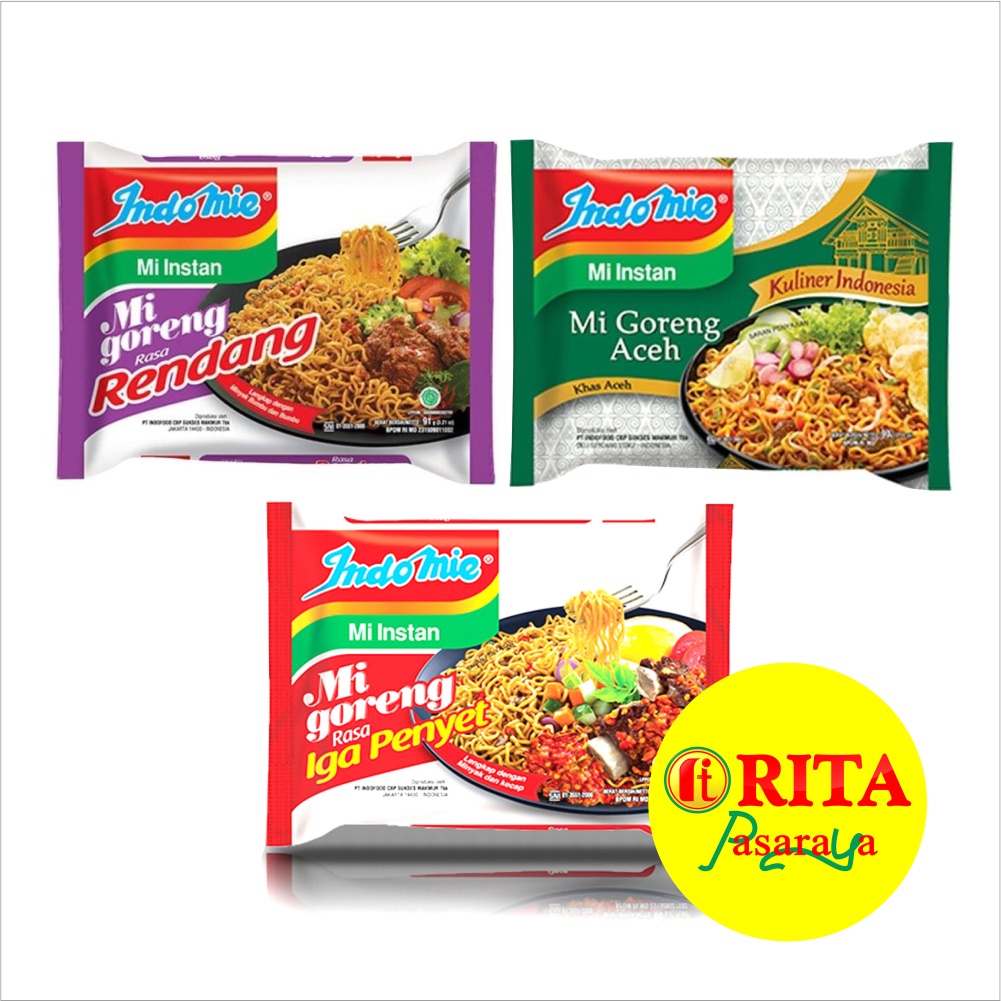 

Indomie Mie Instan Goreng Rasa Rendang / Iga Penyet / Mie Goreng Aceh