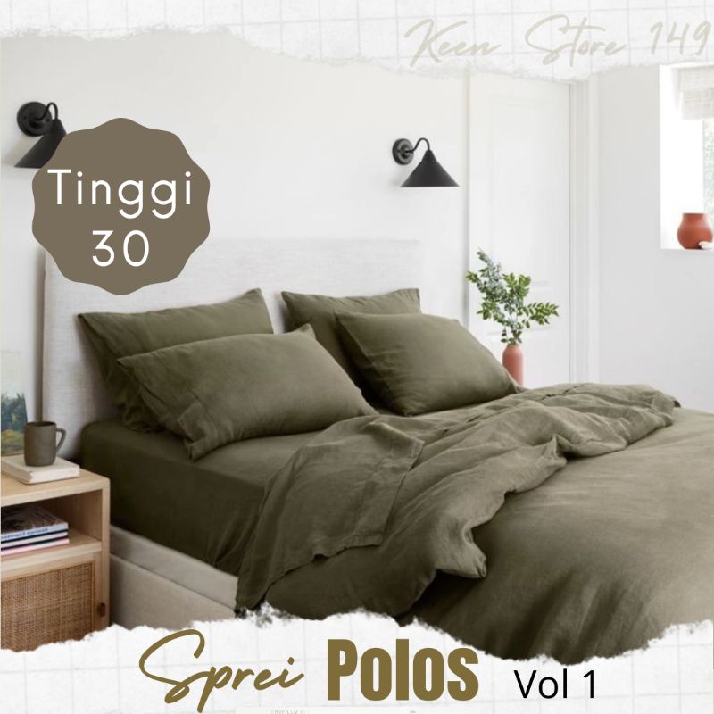 Sprei Polos No Embos Tinggi 30  King Queen 120x200x30 160x200x30 180x200x30 Seprai Polos Korean Bed sheet