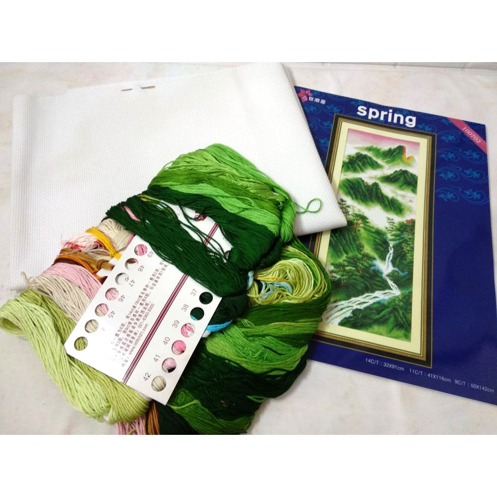 DISKON Paket Sulam Kristik Strimin DOME 100702 Pemandangan Chinese Oriental Gunung Mountain Spring