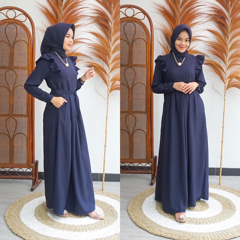 HAIFA DRESS PAKAIAN GAMIS MUSLIM WANITA SIZE M L XL BUSUI DAN WUDHU FRIENDLY KEKINIAN TERBARU BAHAN SHAKILA PREMIUM MURAH BERKUALITAS ZENIC_ID COD