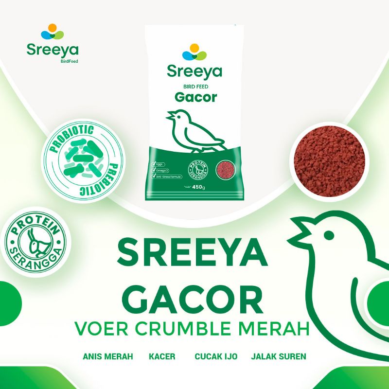 Voer Pakan Burung Kicau Pakan Sreeya Gacor 250g & 450g
