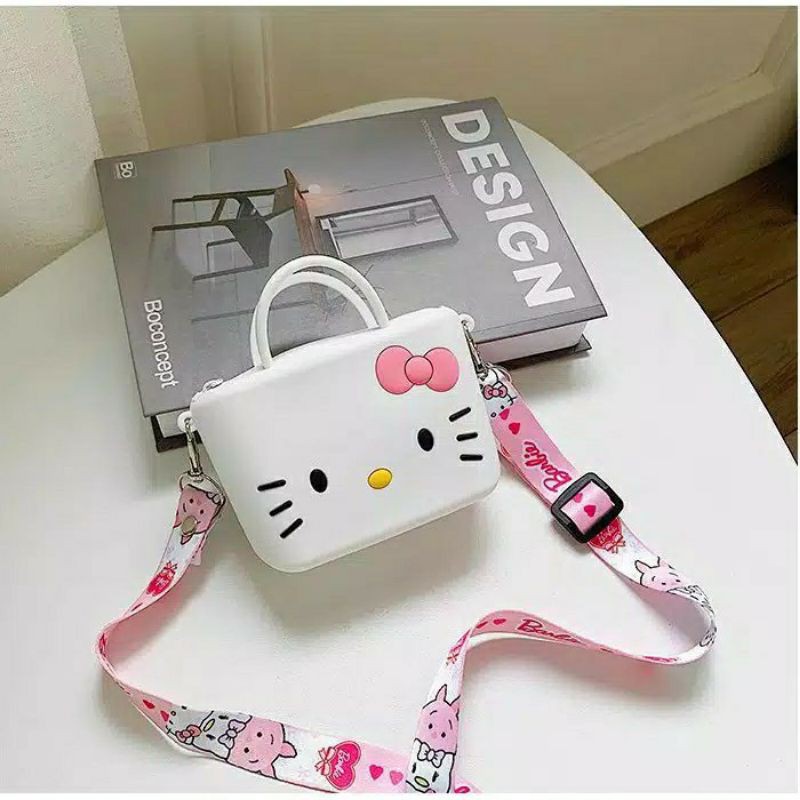 tas selempang jelly rubber persegi kitty daisy