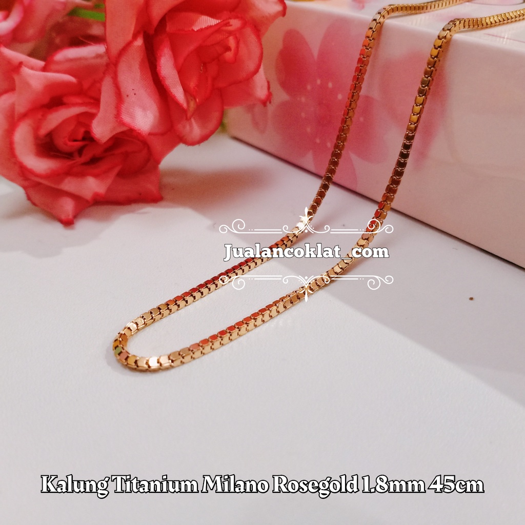 [[ 45cm ]] Milano Rosegold / italy tulang panah HIGH QUALITY  rantai kalung titanium stainless 316L 