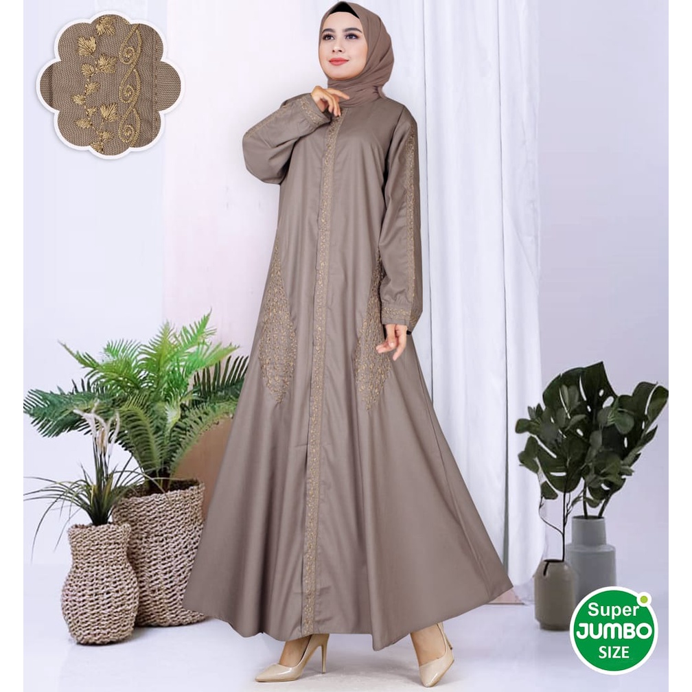 Gamis Kekinian Jumbo Terbaru Pakaian Muslim Syari Gamis Toyobo Bordir Bahan Katun Linen Jumbo Ld 120