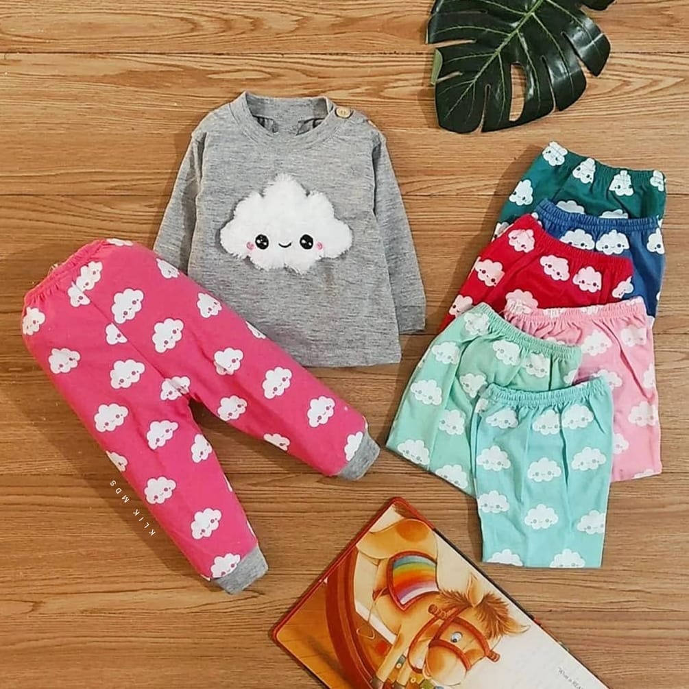 Klik Mds Baju Tidur Anak Bayi Usia 2-15 Bulan Motif Boneka Awan Piyama Anak