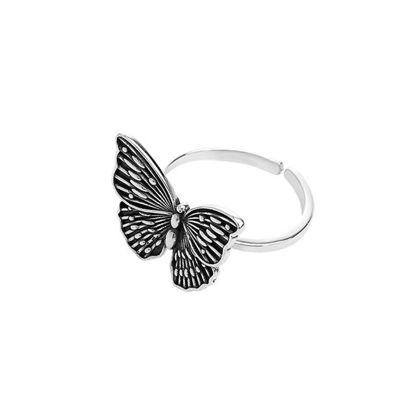 IFYOU 2pcs / set Cincin Model Butterfly Cutout Warna Silver Gaya Korea Untuk Wanita